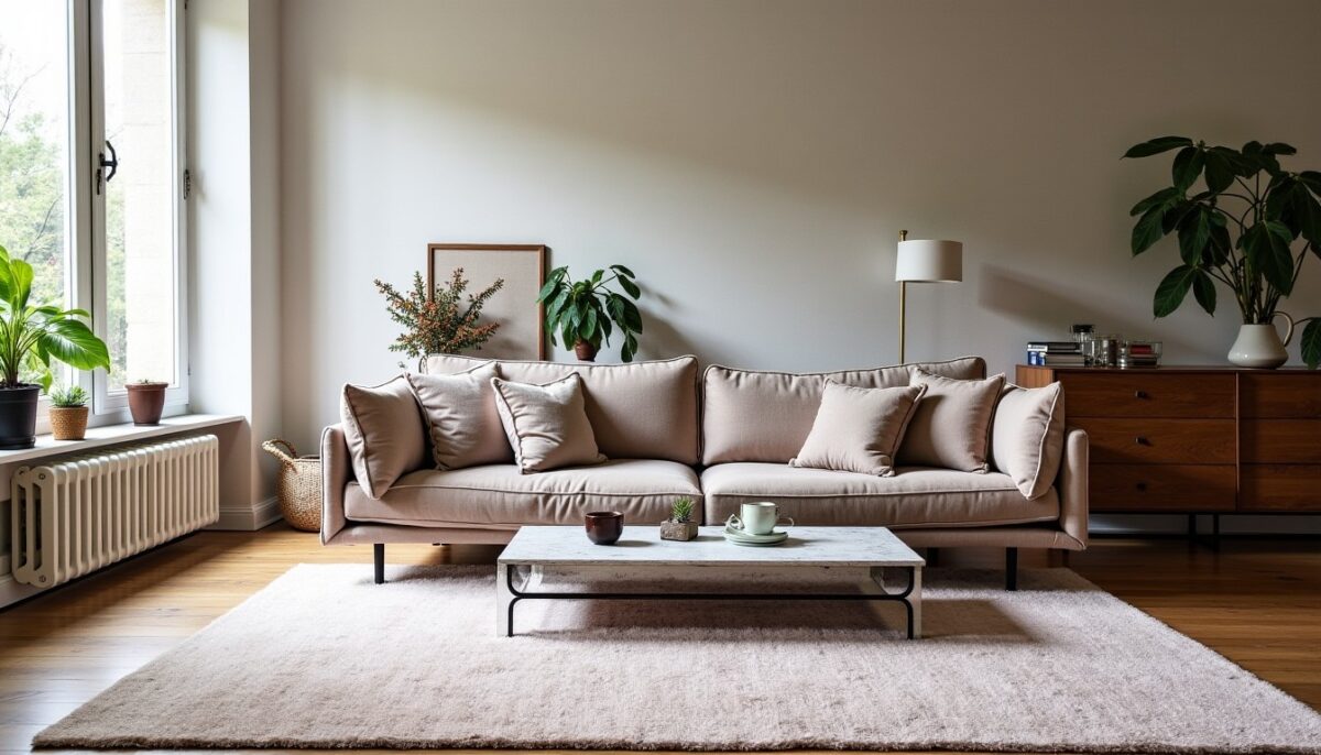Comment intégrer harmonieusement un grand tapis à la déco de votre salon : astuces et conseils Comment intégrer harmonieusement un grand tapis à la déco de votre salon : astuces et conseils